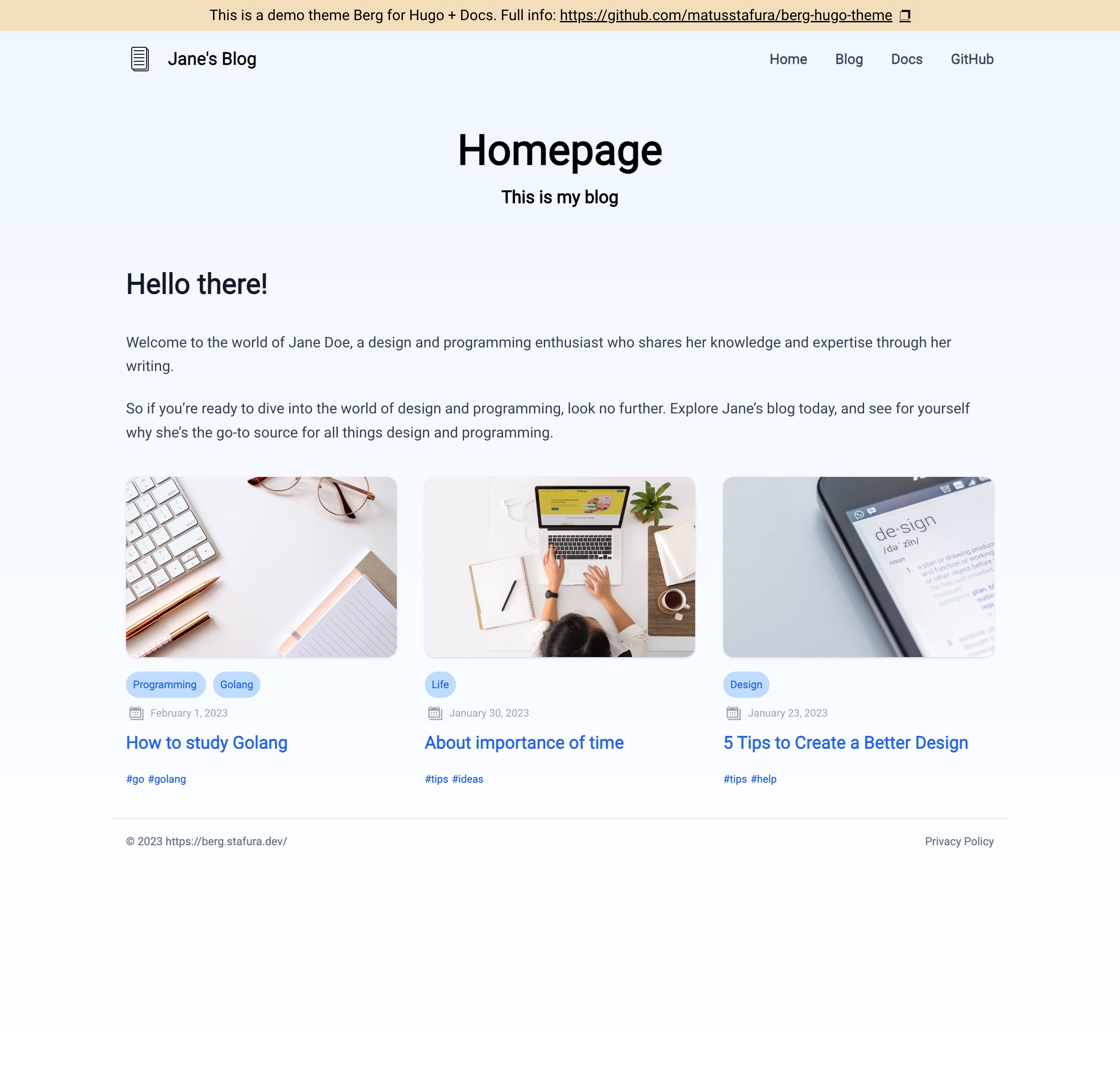 Berg Hugo Theme